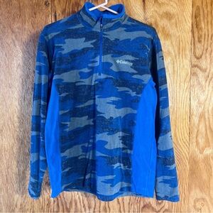 Columbia Blue Camo Pullover ¼ Zip Small